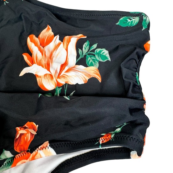 Cupshe Orange Floral High Waisted Bikini Bottom NWT M - Picture 5 of 9